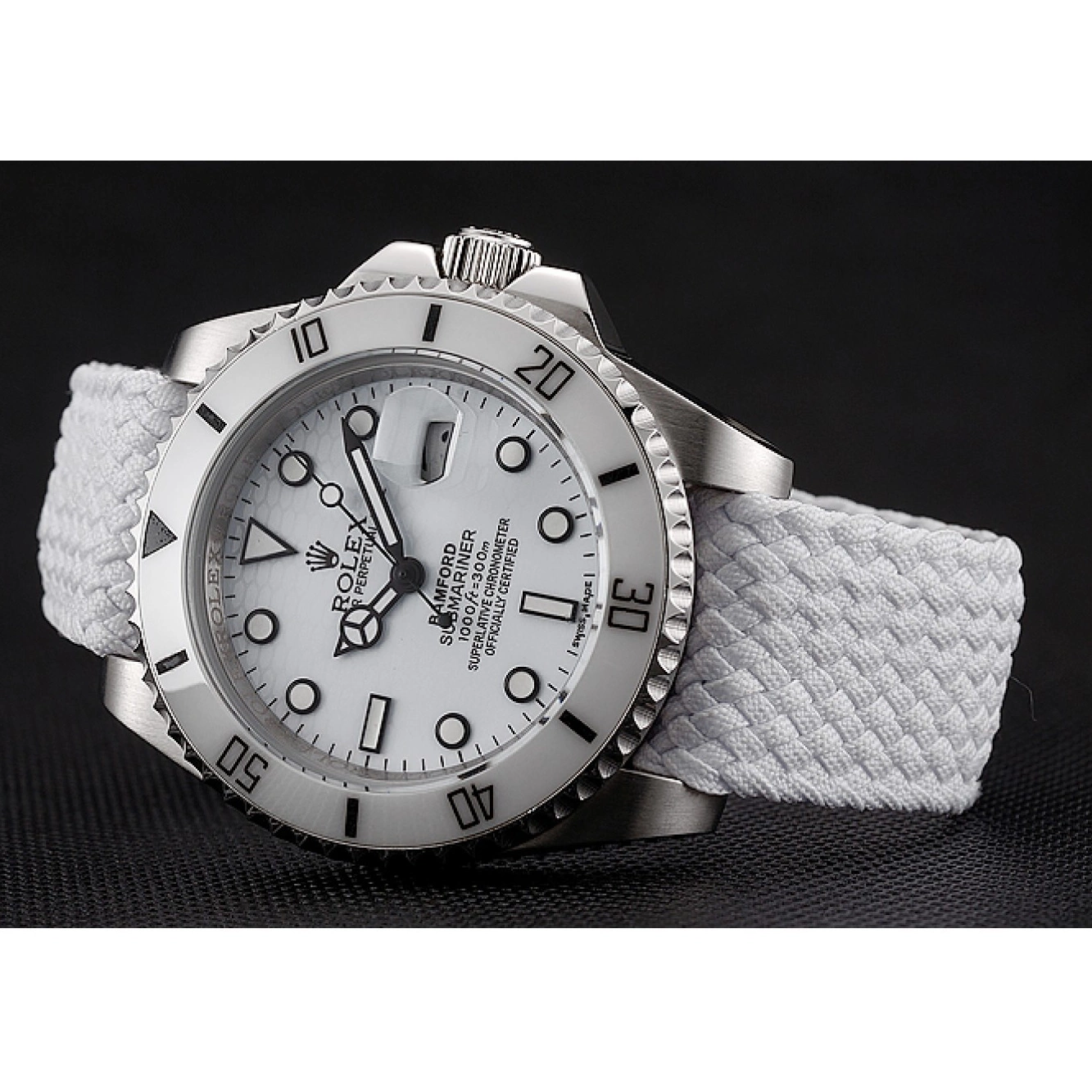 MiroTime 0812 Rolex Submariner Bamford White Dial White Fabric Bracelet 1453867
